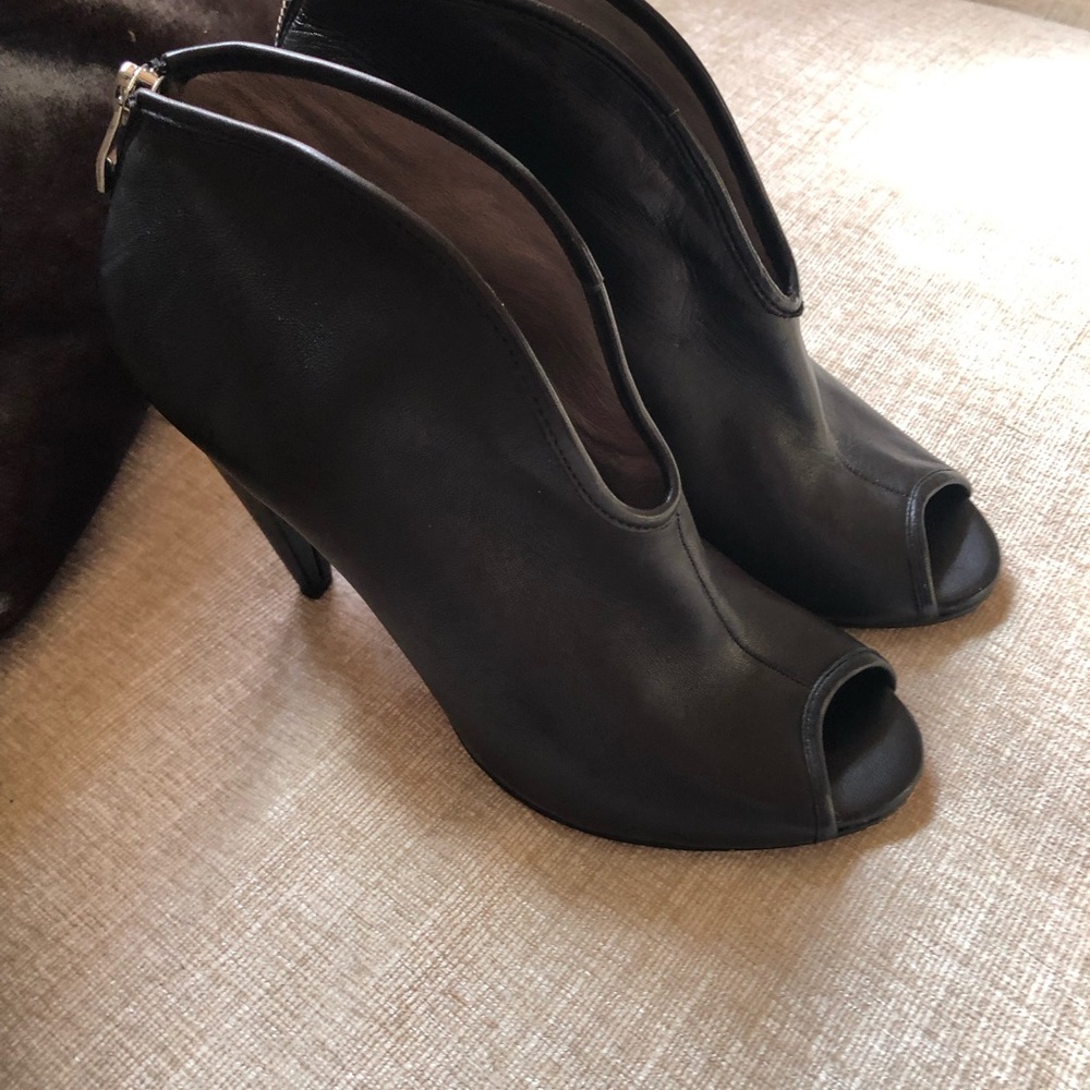 Leather Peep Toe Bootie